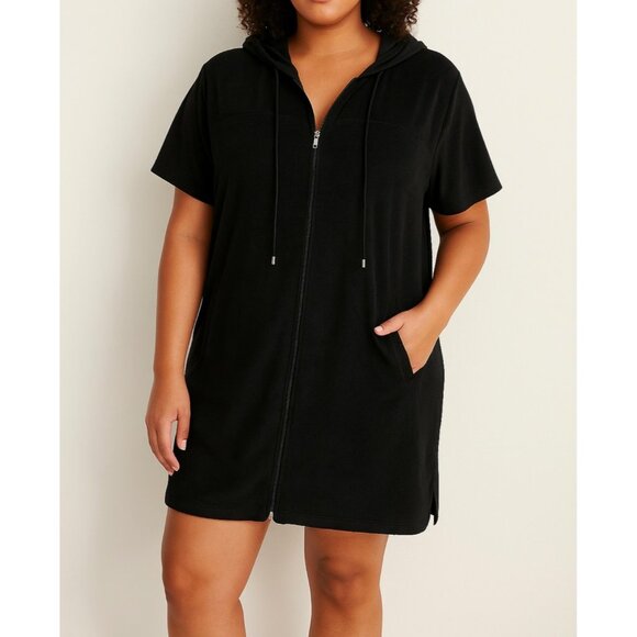 Swim Suits for All Other - Hooded Cover-Up 18-20 Terry Zip Short Sleeve Resort Casual Athleisure Coastal